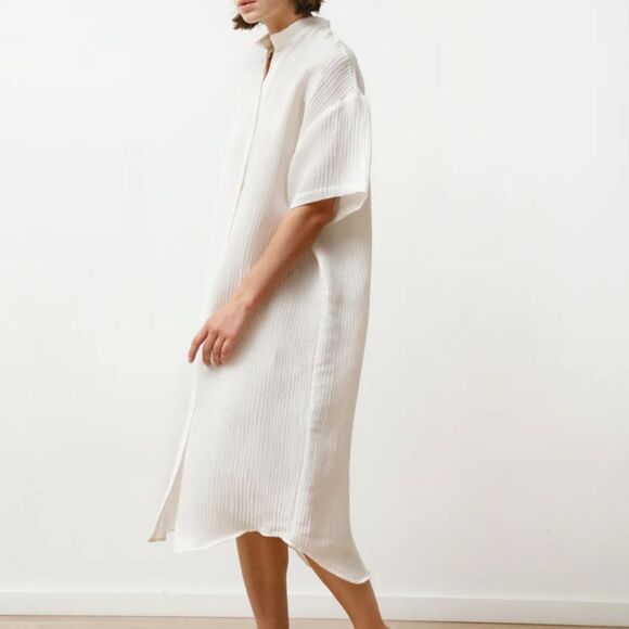 PRIORY Tenn Dress in Light Grey Linen Size S/M - Picture 1 of 9